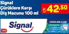 SİGNAL ÇÜRÜKLERE KARŞI DİŞ MACUNU 100 ML indirimli fiyat SİGNAL ÇÜRÜKLERE KARŞI DİŞ MACUNU 100 ML fiyat ve kampanya bilgisi